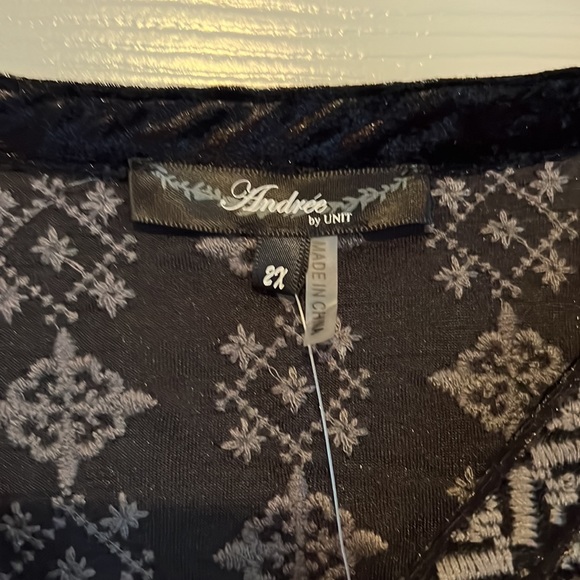 Embroidered velour blouse - Picture 3 of 5